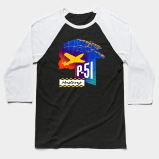 p51 Mustang Aircraft USA Baseball T-Shirt